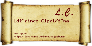 Lőrincz Cipriána névjegykártya